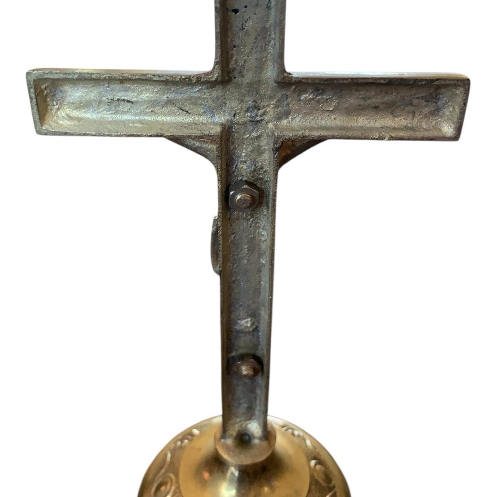 Solid Brass Vintage Crucifix Statue - Picture 4 of 5